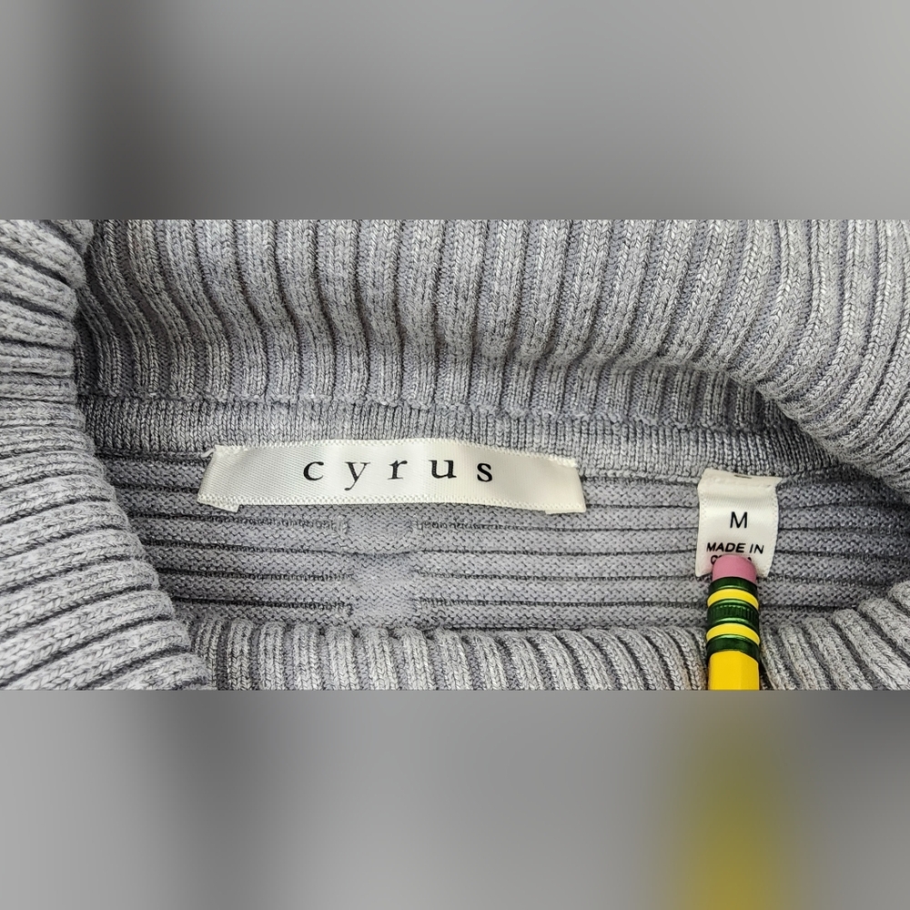 Cyrus Gray Cowl Ribbed Turtleneck Sweater Women's Size Medium - Picture 2 of 6